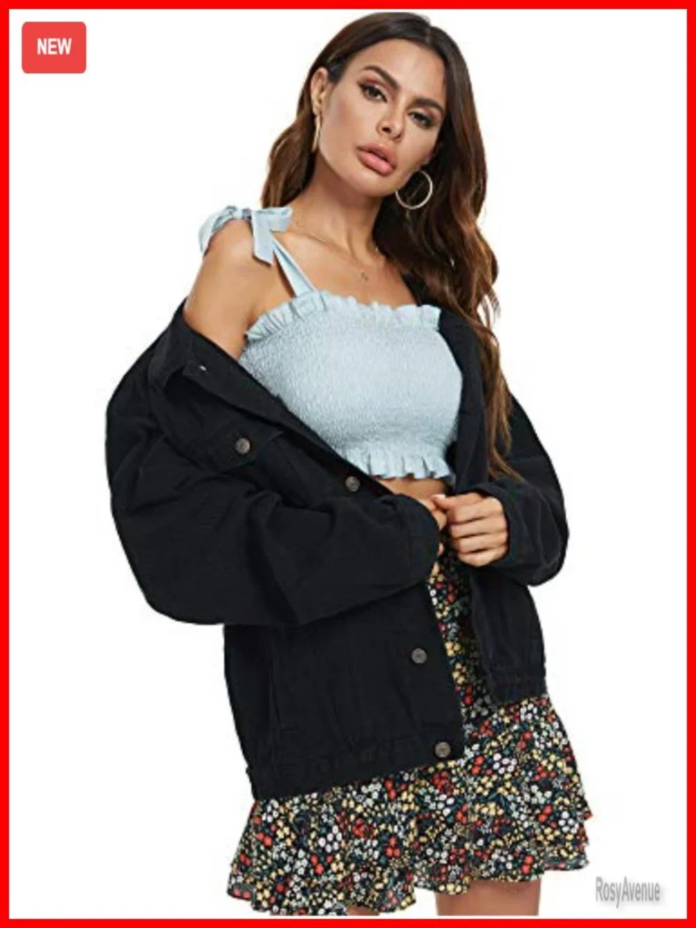 Oversized Denim Jacket Button Front 4 Pocket Long Sleeve 100% Cotton